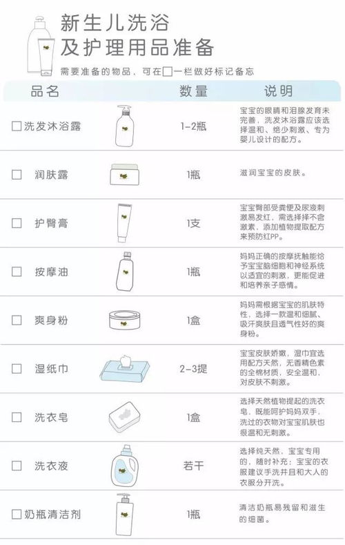 初生婴儿用品清单，迎接新生命的全面准备